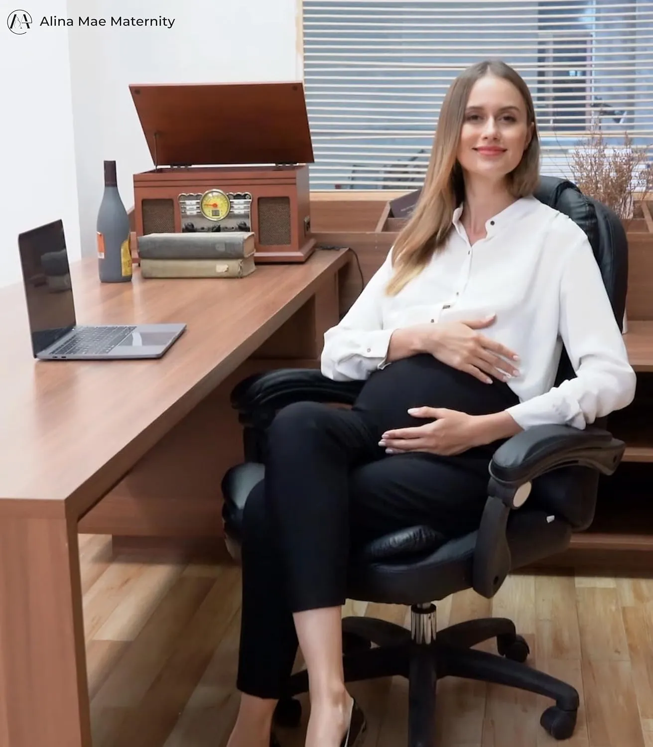 Maternity Wide Leg Pants Comfortable Stretch Over-Bump Women Pregnancy Casual Capris for Work