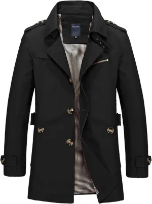 Men 2024 Winter Overcoat Stylish Wool Blend Single Breasted Peacoat Plus Size Warm Trench Coats Fashion Business Suit Jacket