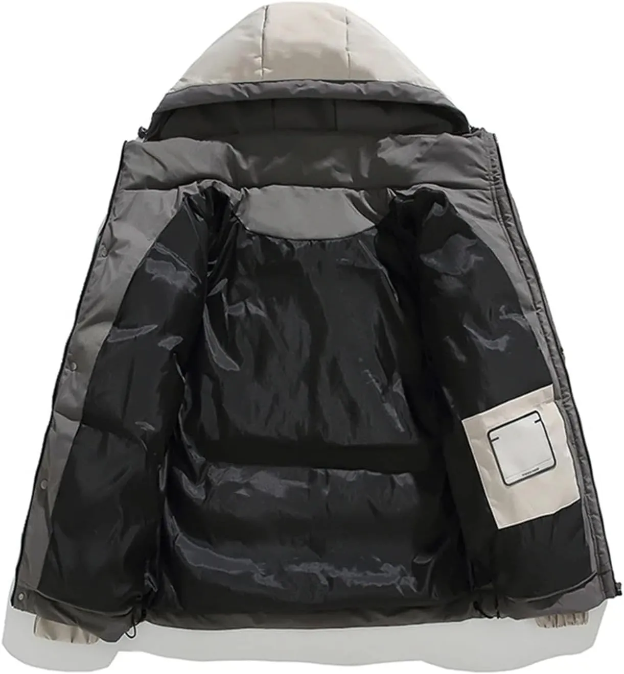 Men Hooded Zipper Cotton-Padded Jacket Classic Outdoor Thicken Warm Pockets Parka Coat