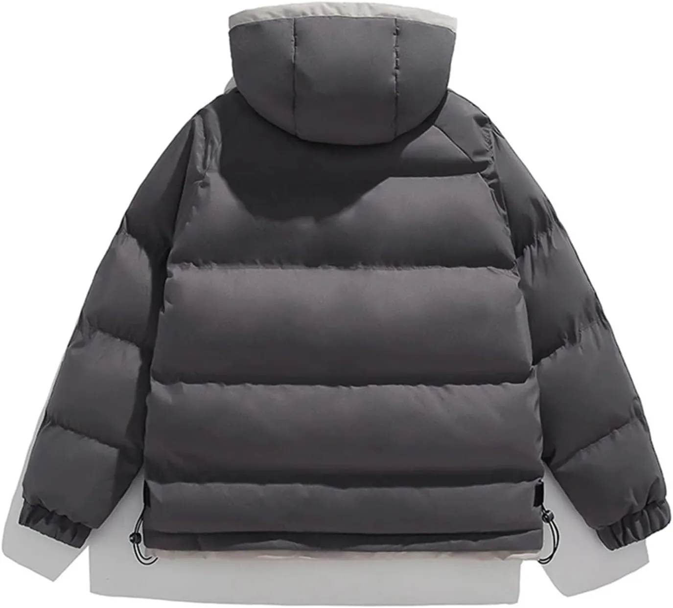 Men Hooded Zipper Cotton-Padded Jacket Classic Outdoor Thicken Warm Pockets Parka Coat