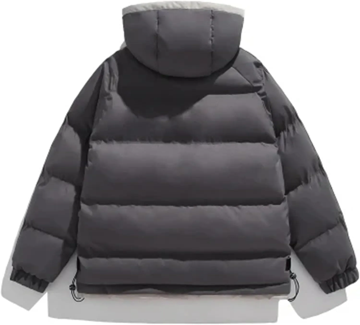 Men Hooded Zipper Cotton-Padded Jacket Classic Outdoor Thicken Warm Pockets Parka Coat