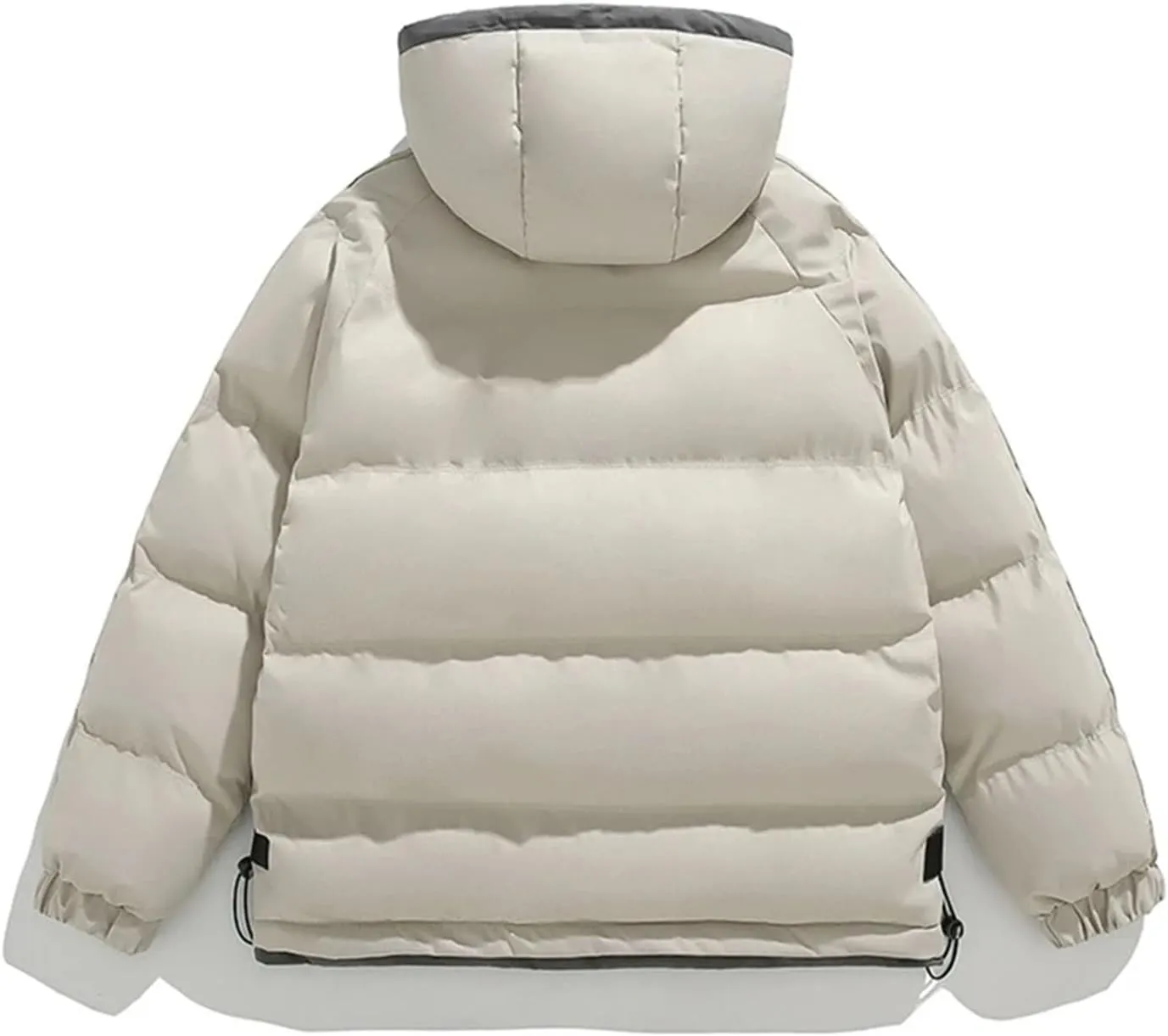 Men Hooded Zipper Cotton-Padded Jacket Classic Outdoor Thicken Warm Pockets Parka Coat