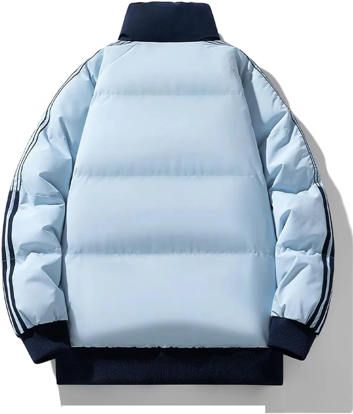 Men Patchwork Stand Collar Cotton-Padded Classic Outdoor Solid Thicken Oversized Parka Coat