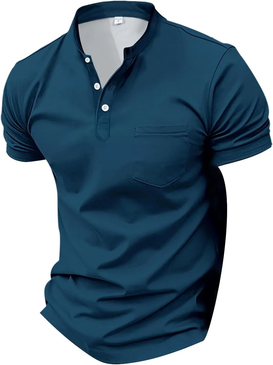 Men Polo Shirt with Pocket Trendy Short Sleeve Button Collar Polos Shirt Classic Loose Business Work T-Shirts Tees