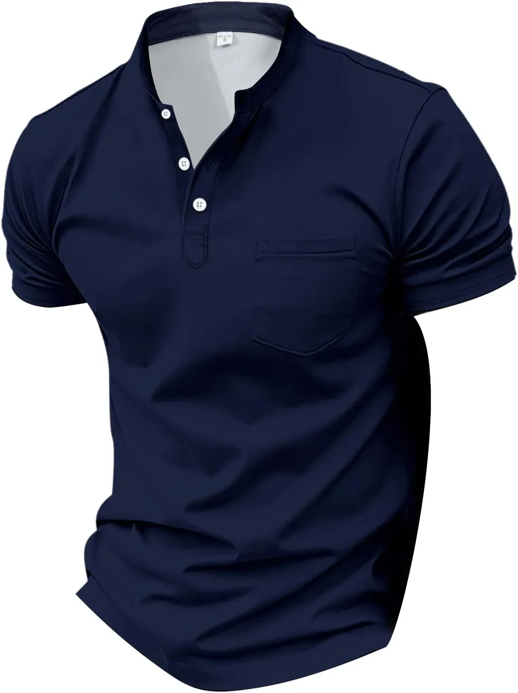Men Polo Shirt with Pocket Trendy Short Sleeve Button Collar Polos Shirt Classic Loose Business Work T-Shirts Tees