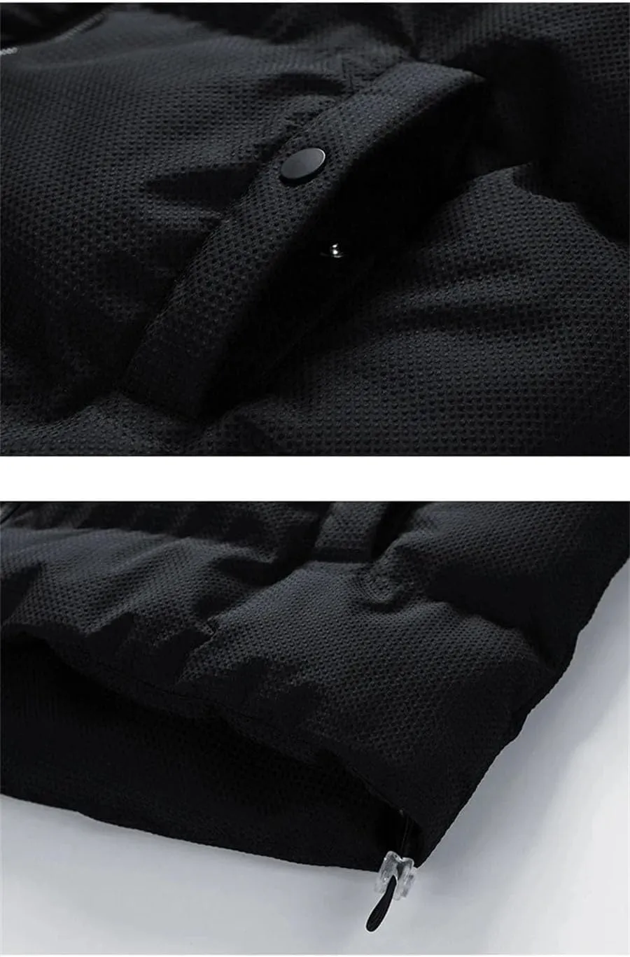 Men Solid Stand Collar Cotton-Padded Classic Outdoor Oversized Button Pockets Parka Coat