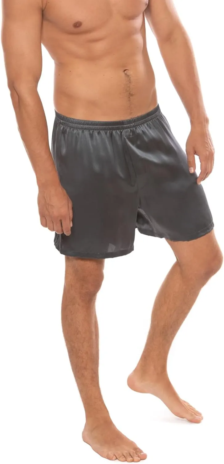 Men's 100% Organic Mulberry Silk Boxer Shorts - Luxury Underwear Breathable and Comfortable (Country Club)
