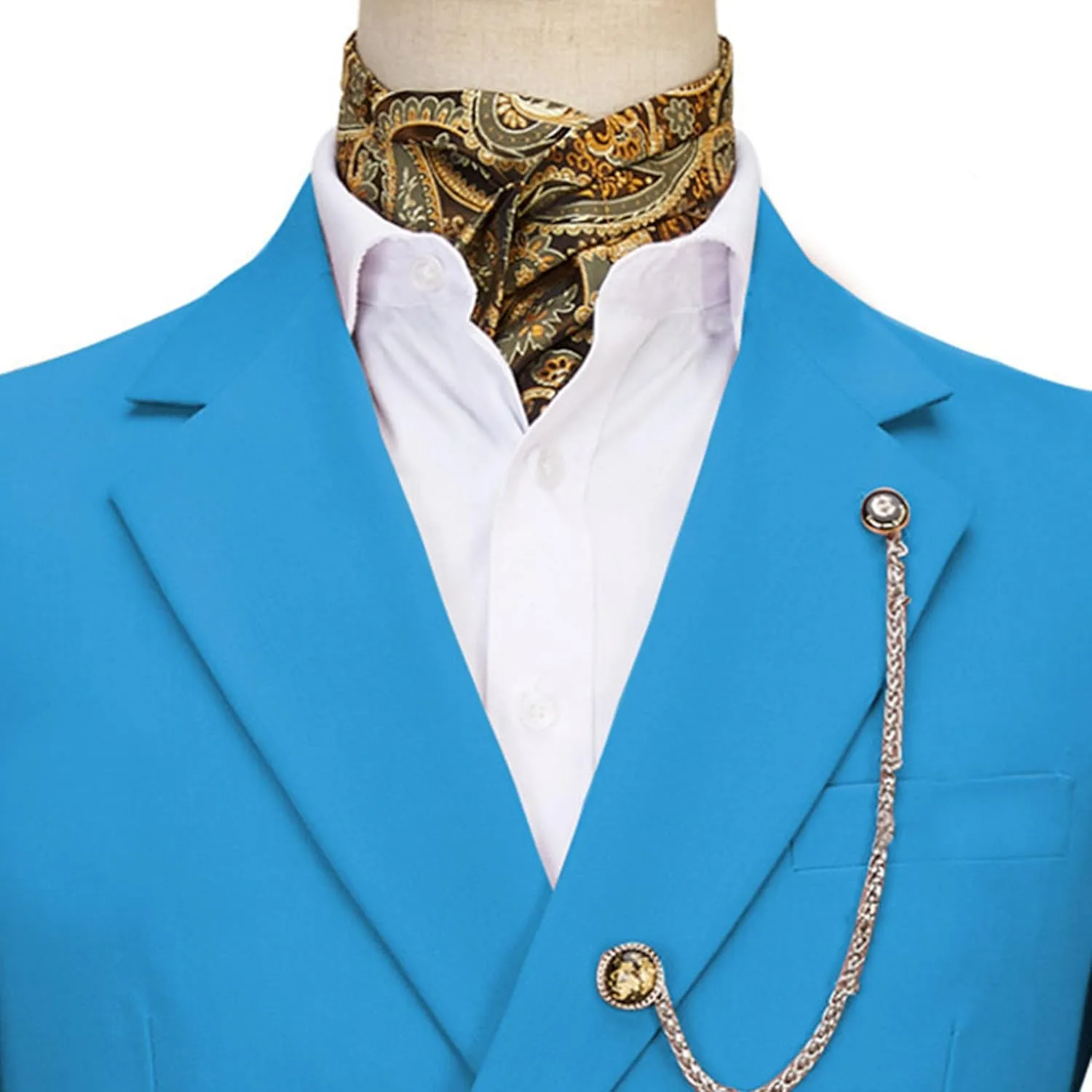 Men's 2 Piece Suit with Metal Clasp Slim Fit Suit Stylish Business Pants Casual Wedding Grooms Tuxedo Suit