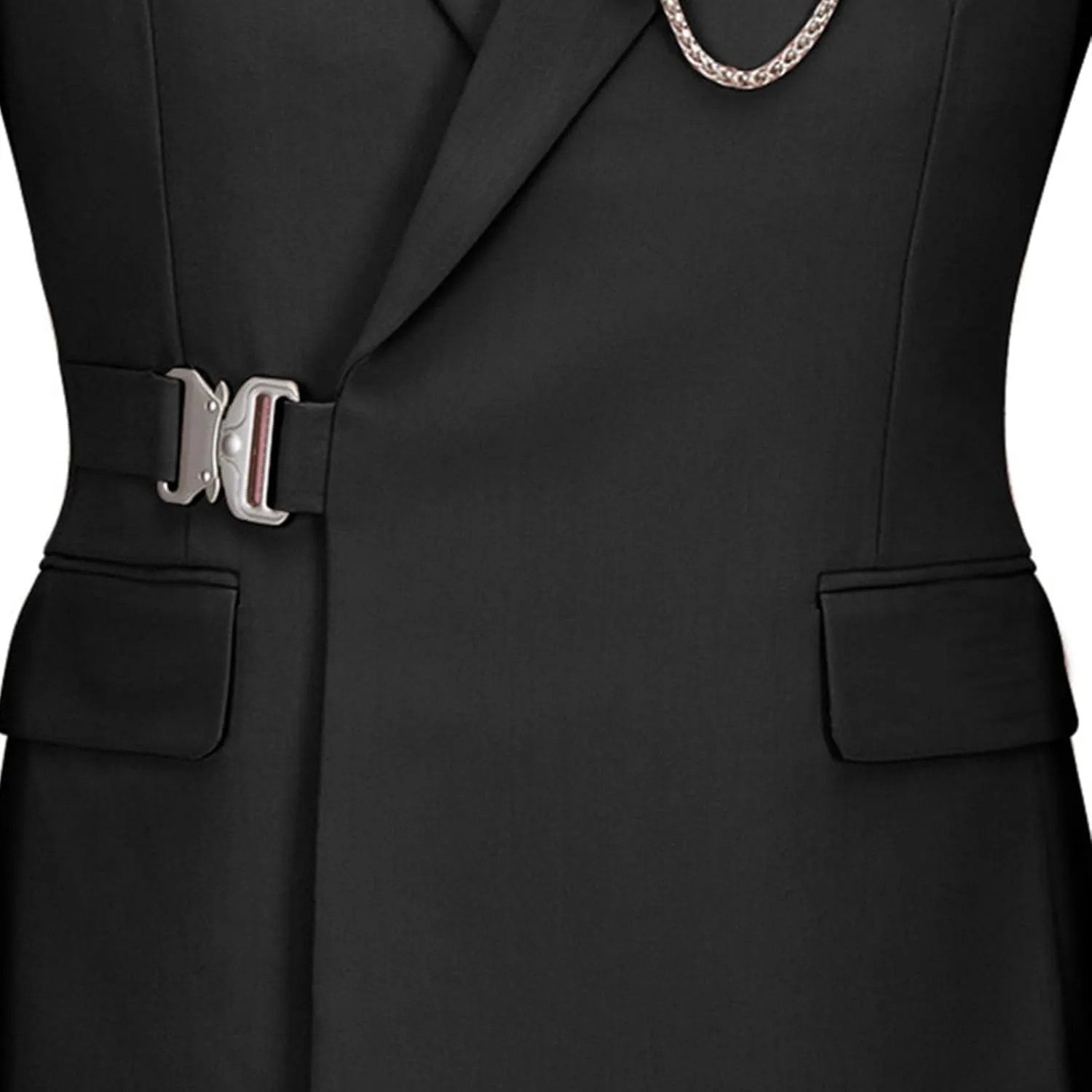 Men's 2 Piece Suit with Metal Clasp Slim Fit Suit Stylish Business Pants Casual Wedding Grooms Tuxedo Suit
