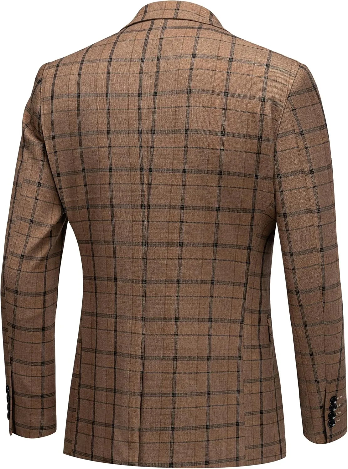 Mens Blazer Plaid Sport Coats One Button Casual Slim Fit Checked Jacket
