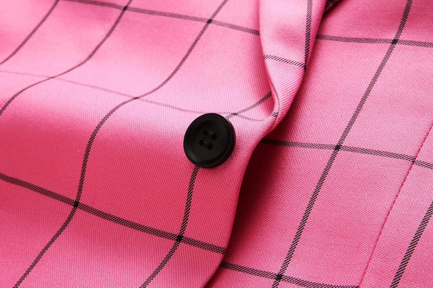 Mens Blazer Plaid Sport Coats One Button Casual Slim Fit Checked Jacket