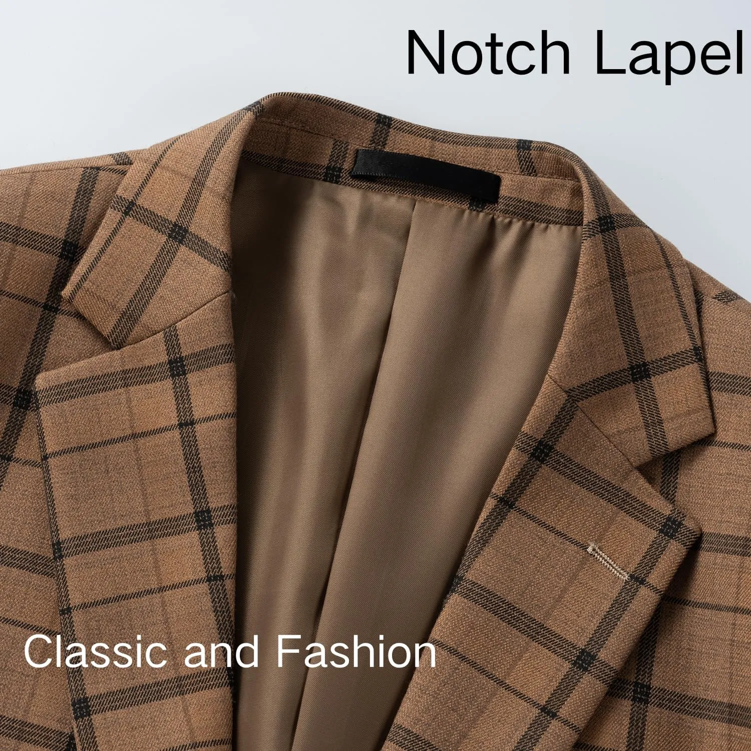Mens Blazer Plaid Sport Coats One Button Casual Slim Fit Checked Jacket