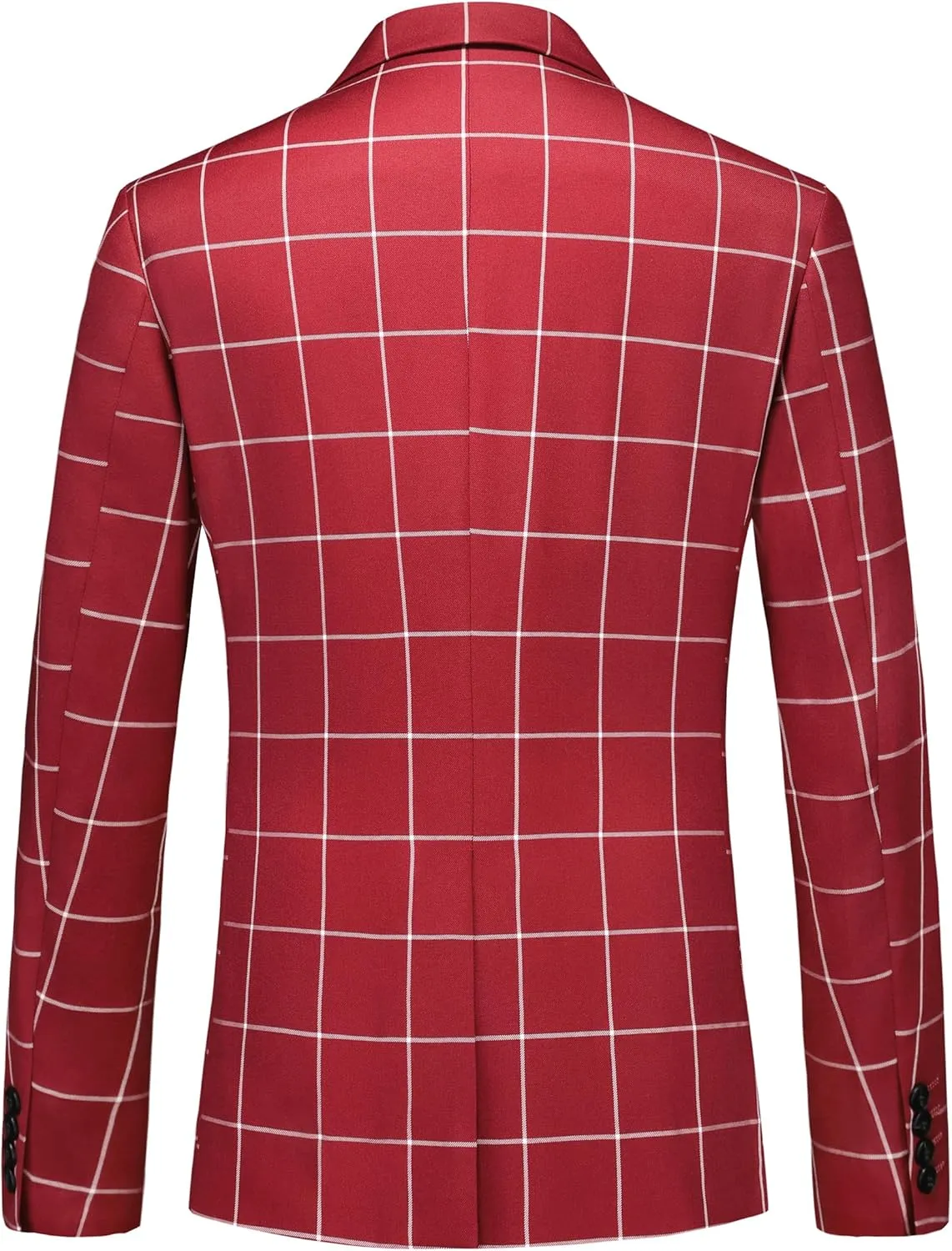 Mens Blazer Plaid Sport Coats One Button Casual Slim Fit Checked Jacket