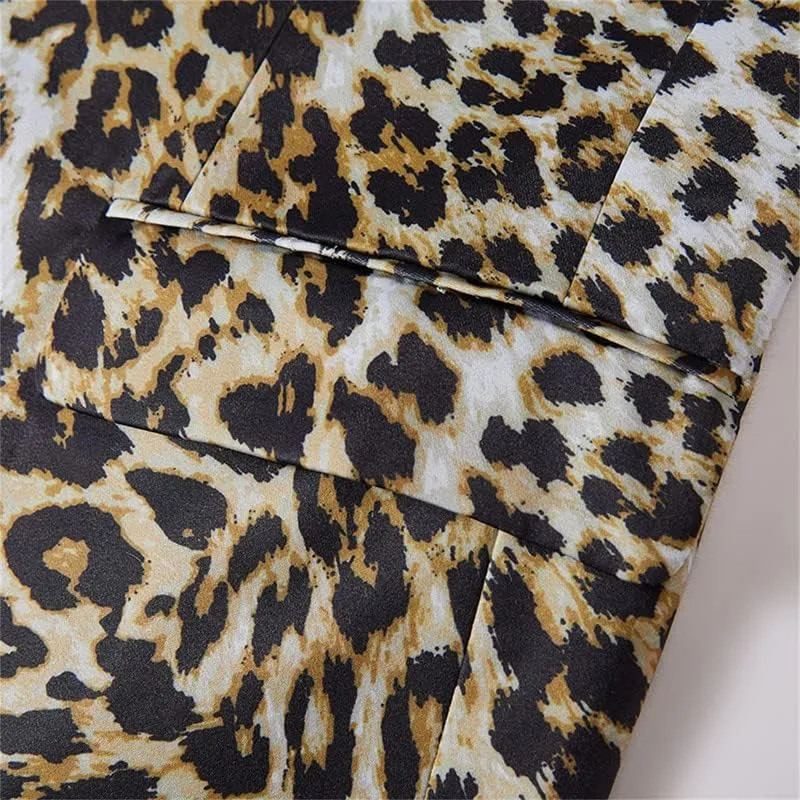 Men's Blazers Leopard Print Notched Lapel Suits Slim Fit Sequins Tuxedo Stylish Sport Coats Jackets