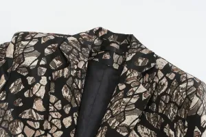 Men's Blazers Leopard Print Notched Lapel Suits Slim Fit Sequins Tuxedo Stylish Sport Coats Jackets