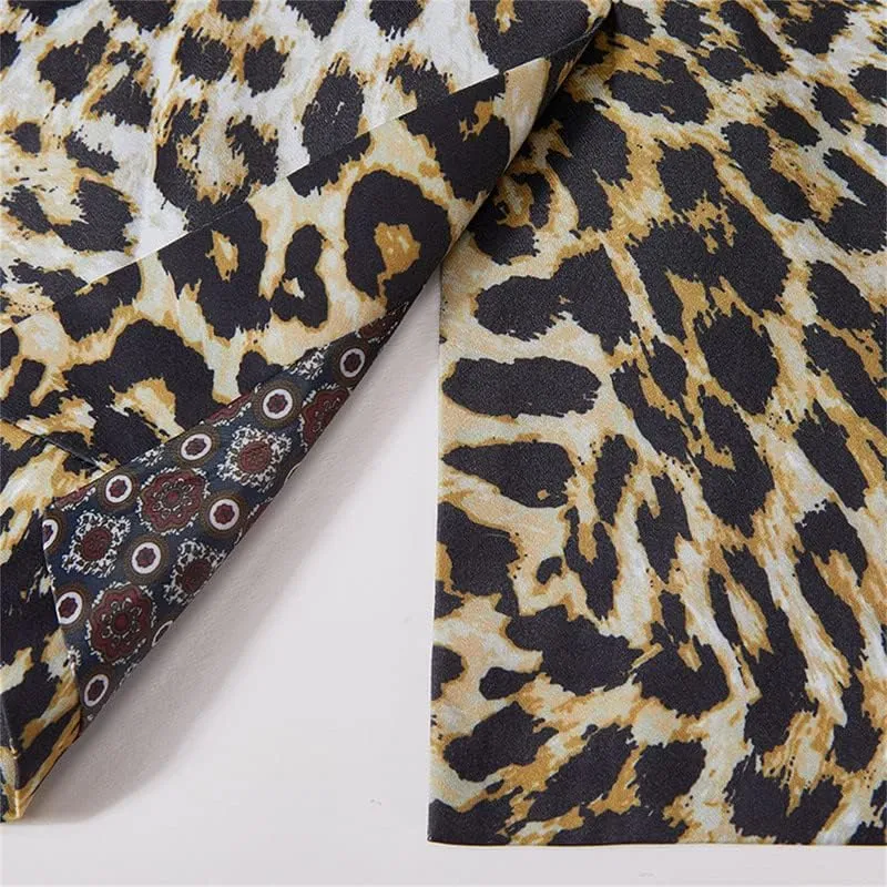 Men's Blazers Leopard Print Notched Lapel Suits Slim Fit Sequins Tuxedo Stylish Sport Coats Jackets