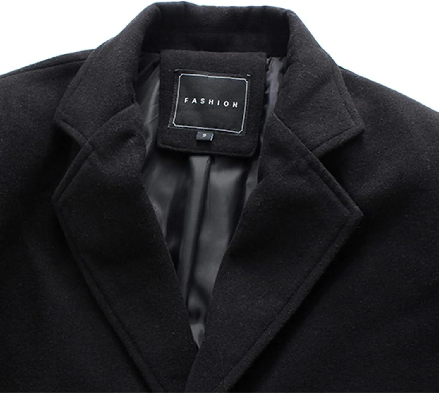 Men's Classic Wool Blend Pea Coat Double Breasted Stand Collar Fashion Trench Coat Oversize Winter Overcoat Peacoat