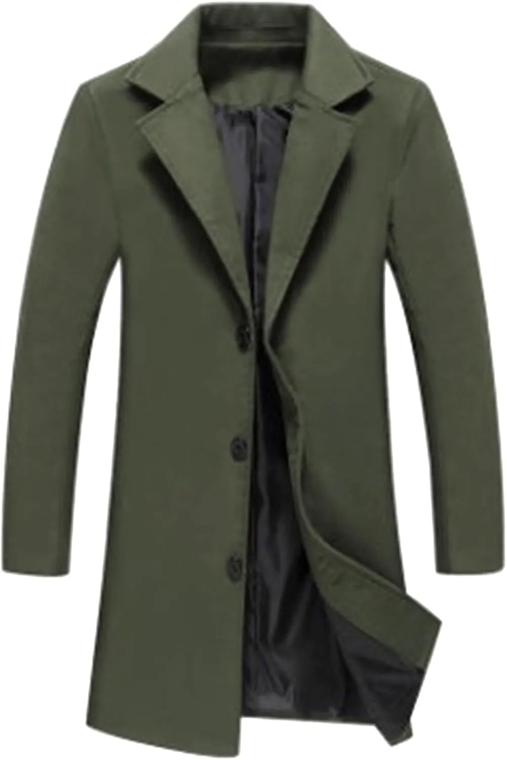 Men's Classic Wool Blend Pea Coat Double Breasted Stand Collar Fashion Trench Coat Oversize Winter Overcoat Peacoat