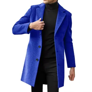 Men's Classic Wool Blend Pea Coat Double Breasted Stand Collar Fashion Trench Coat Oversize Winter Overcoat Peacoat