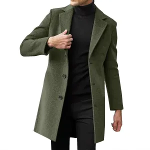 Men's Classic Wool Blend Pea Coat Double Breasted Stand Collar Fashion Trench Coat Oversize Winter Overcoat Peacoat