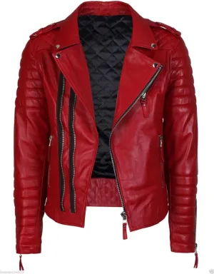 Mens Distress Leather Jackets Motorcycle Bomber Biker Stylish Outerwear Zipper JacketRed Jacket