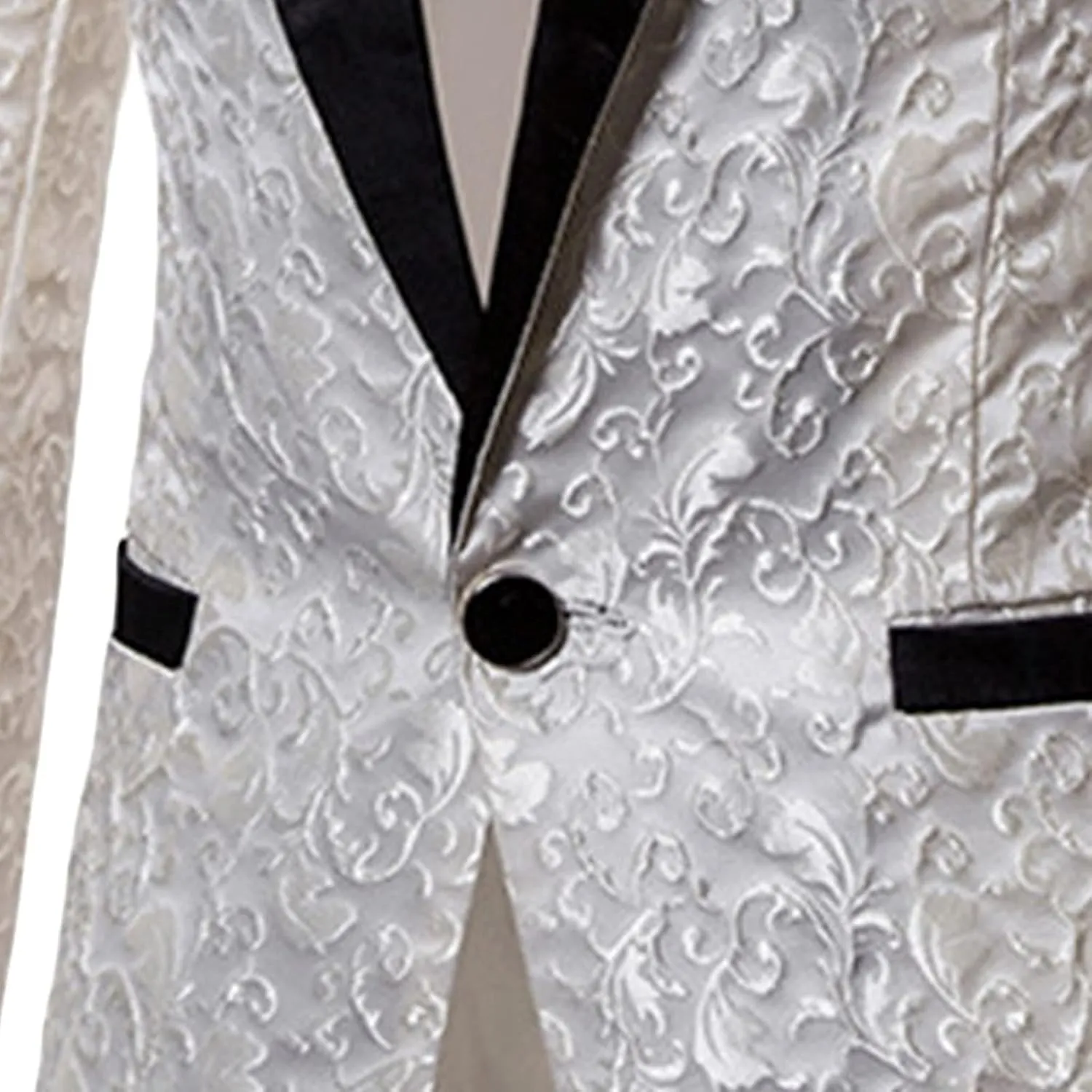 Men's Floral Jacquard Suit Jacket One Button Stylish Print Tux Blazer Notched Lapel Wedding Dinner Dress Tuxedo