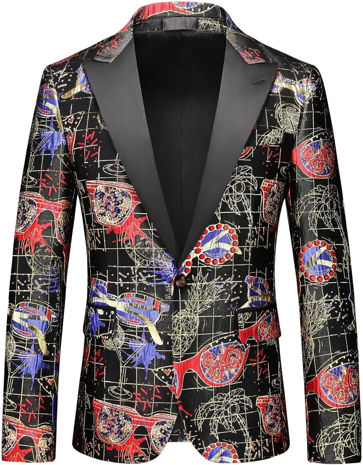Mens Floral Suit Jacket Jacquard Paisley Luxury One Button Slim Fitted Business Wedding Tuxedo Suit Blazer Jacket