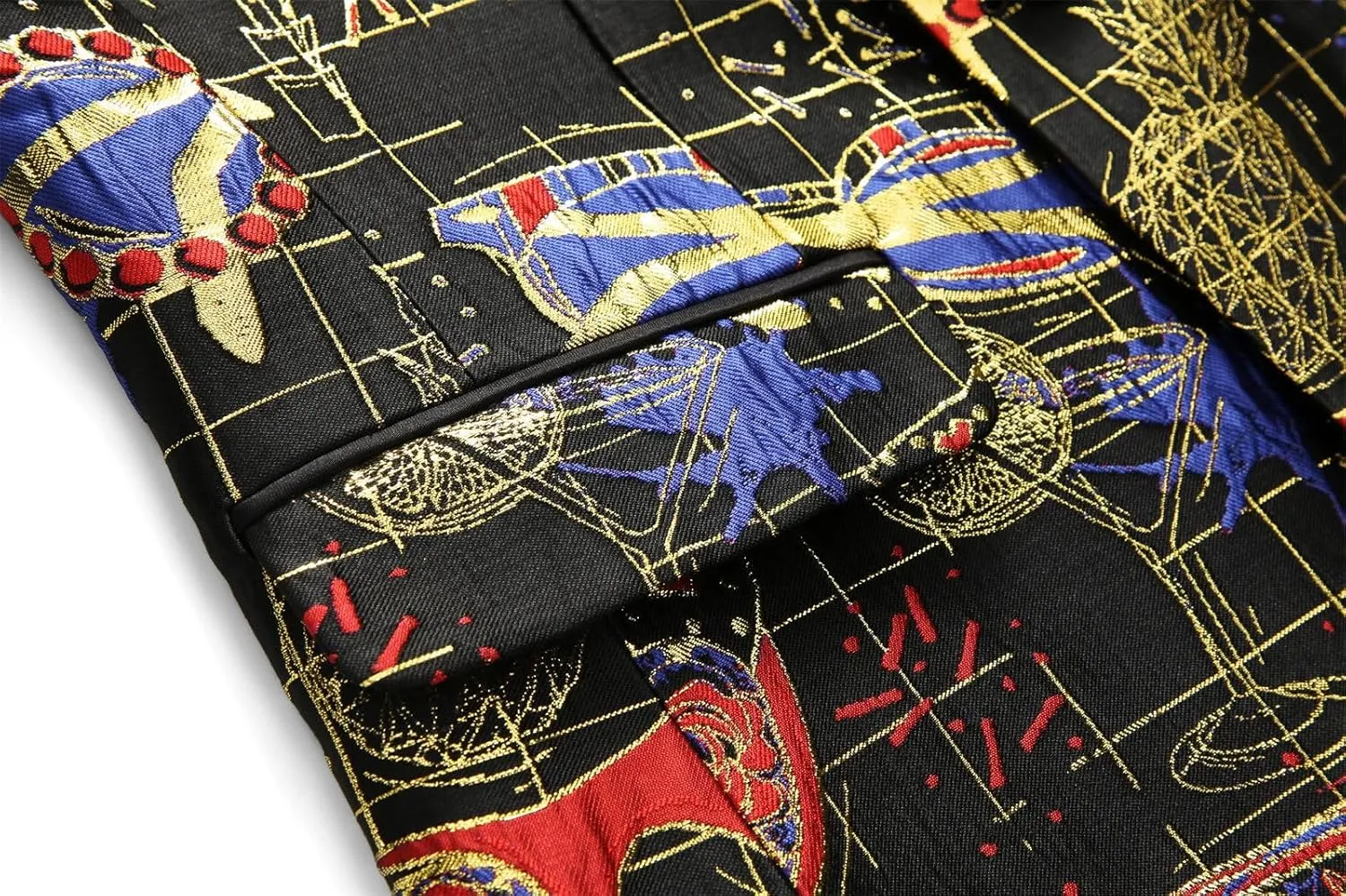 Mens Floral Suit Jacket Jacquard Paisley Luxury One Button Slim Fitted Business Wedding Tuxedo Suit Blazer Jacket