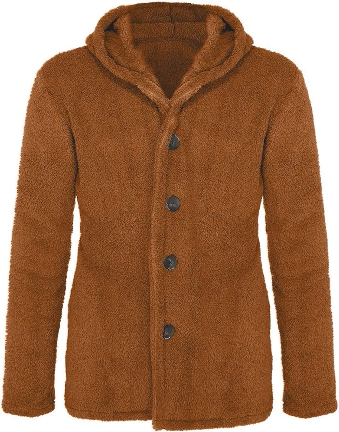 Mens Fluffy Fuzzy Jacket,Plush Fleece Casual Winter Fall Button Up Cardigan Coat Soft Sherpa Outerwear