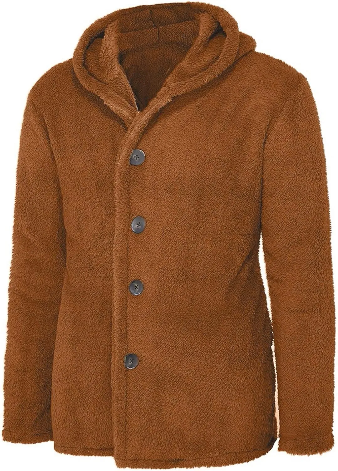 Mens Fluffy Fuzzy Jacket,Plush Fleece Casual Winter Fall Button Up Cardigan Coat Soft Sherpa Outerwear