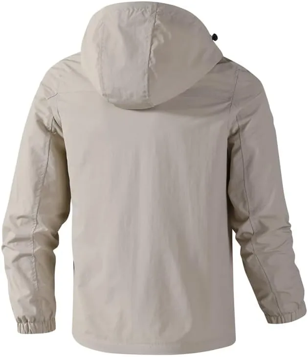 Men's Full-Zip Fleece Jacket Winter Warm Fleece Solid Color Outdoor Hooded Windbreaker Active Jacket Outdoor Clothing