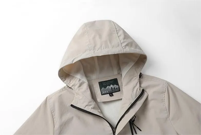 Men's Full-Zip Fleece Jacket Winter Warm Fleece Solid Color Outdoor Hooded Windbreaker Active Jacket Outdoor Clothing