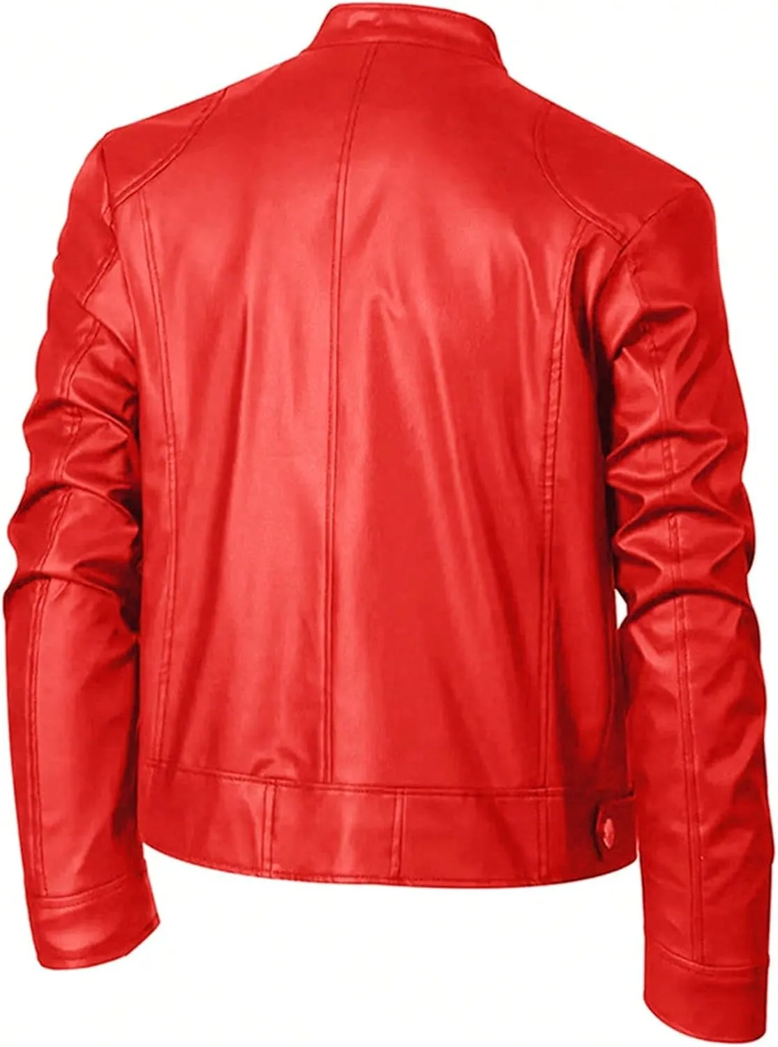 mens jackets casual stylish Stand Collar Fit Leather Jacket With Zipper Pockets
