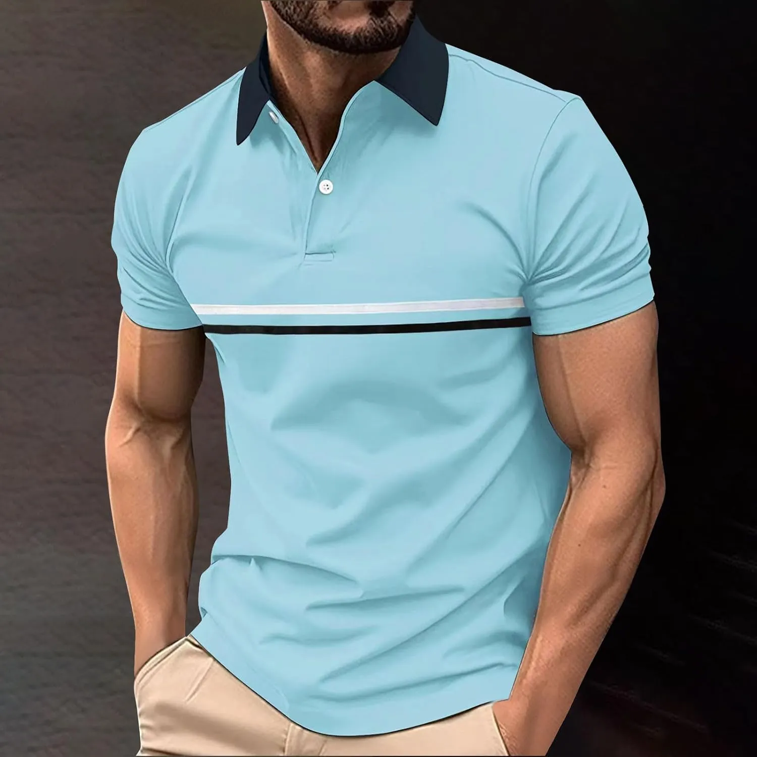 Men's Polos Shirts Classic Short Sleeve Men Golf T Shirts Summer Quick Dry Tops Casual Athletic Clothing Collared Tee