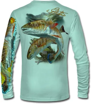 Mens Redfish Comfortable Fishing Shirt-UPF 50  Xtreme-Tek Interlocking Fabric, Quick-Dry, Ideal for Anglers (JM012)