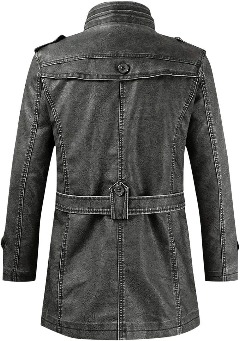 Mens Retro Faux Pu Leather Vintage Long Trench Coat Classic Steampunk Gothic Motorcycle Biker Jacket Overcoat Windbreaker