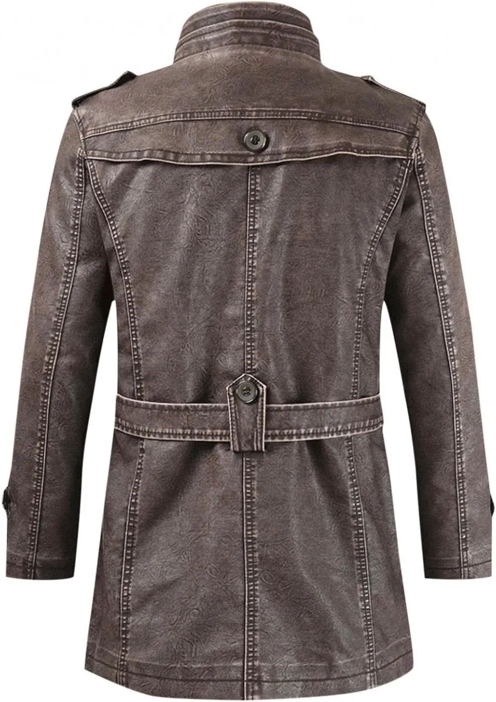 Mens Retro Faux Pu Leather Vintage Long Trench Coat Classic Steampunk Gothic Motorcycle Biker Jacket Overcoat Windbreaker