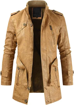 Mens Retro Faux Pu Leather Vintage Long Trench Coat Classic Steampunk Gothic Motorcycle Biker Jacket Overcoat Windbreaker