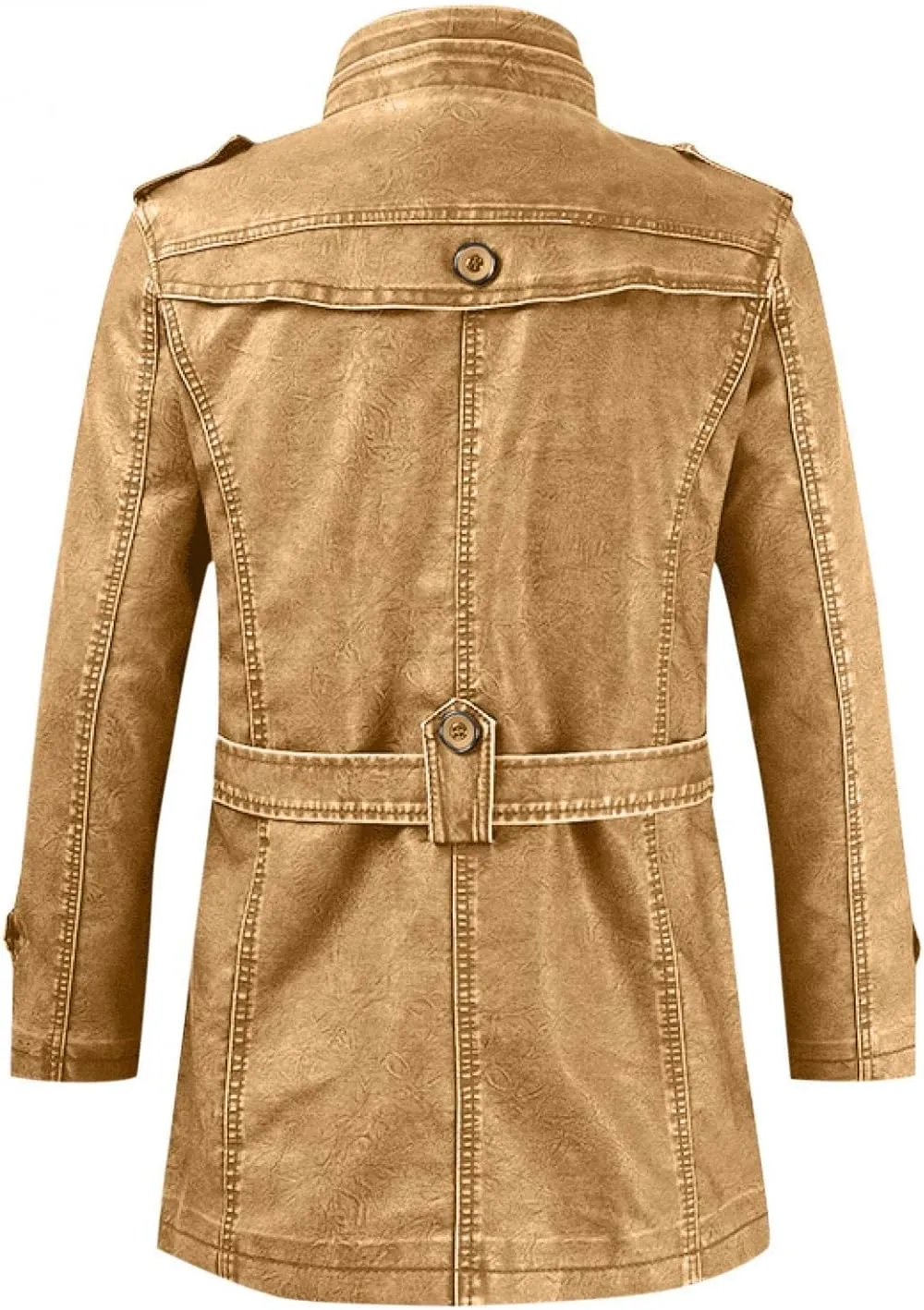 Mens Retro Faux Pu Leather Vintage Long Trench Coat Classic Steampunk Gothic Motorcycle Biker Jacket Overcoat Windbreaker