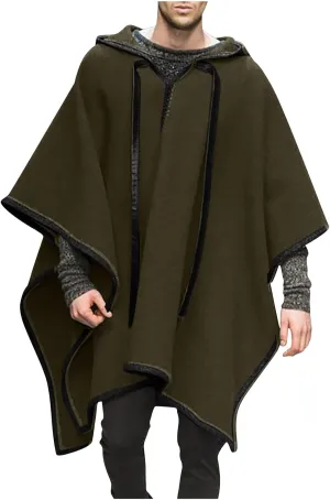 Men's Steampunk Gothic Hooded Fashion Poncho Comfortable Home Clothes House Coat Men Wool Alpaca Poncho Hooded