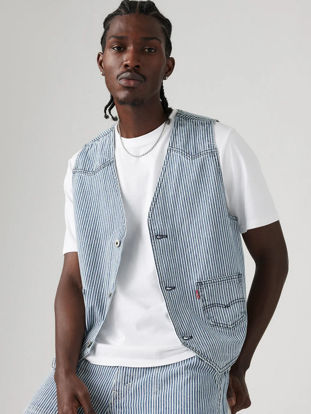 Men's Striped Blue Waistcoat