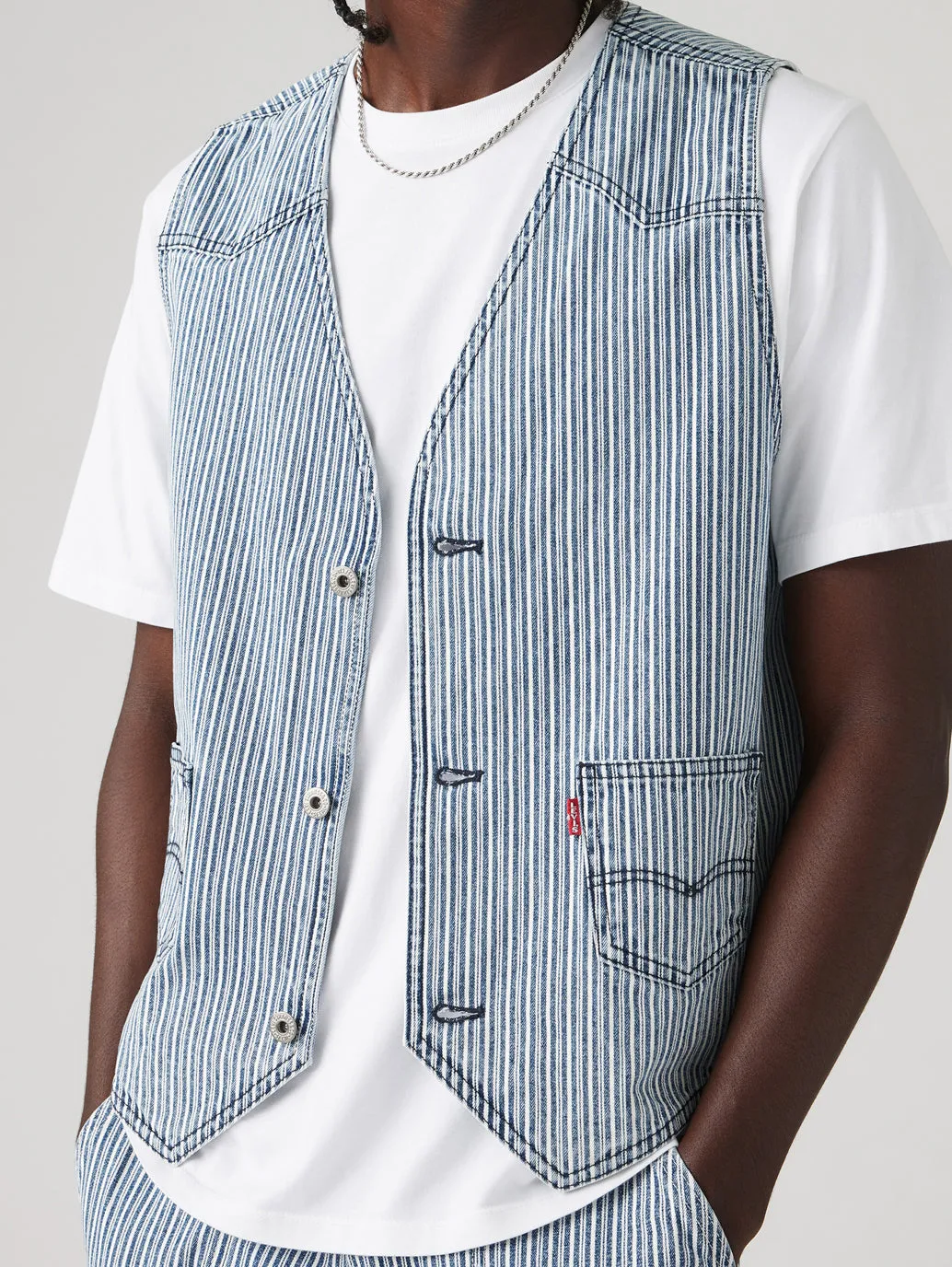 Men's Striped Blue Waistcoat