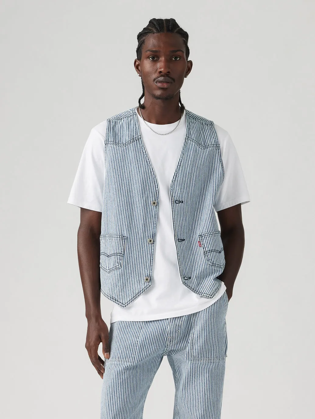 Men's Striped Blue Waistcoat