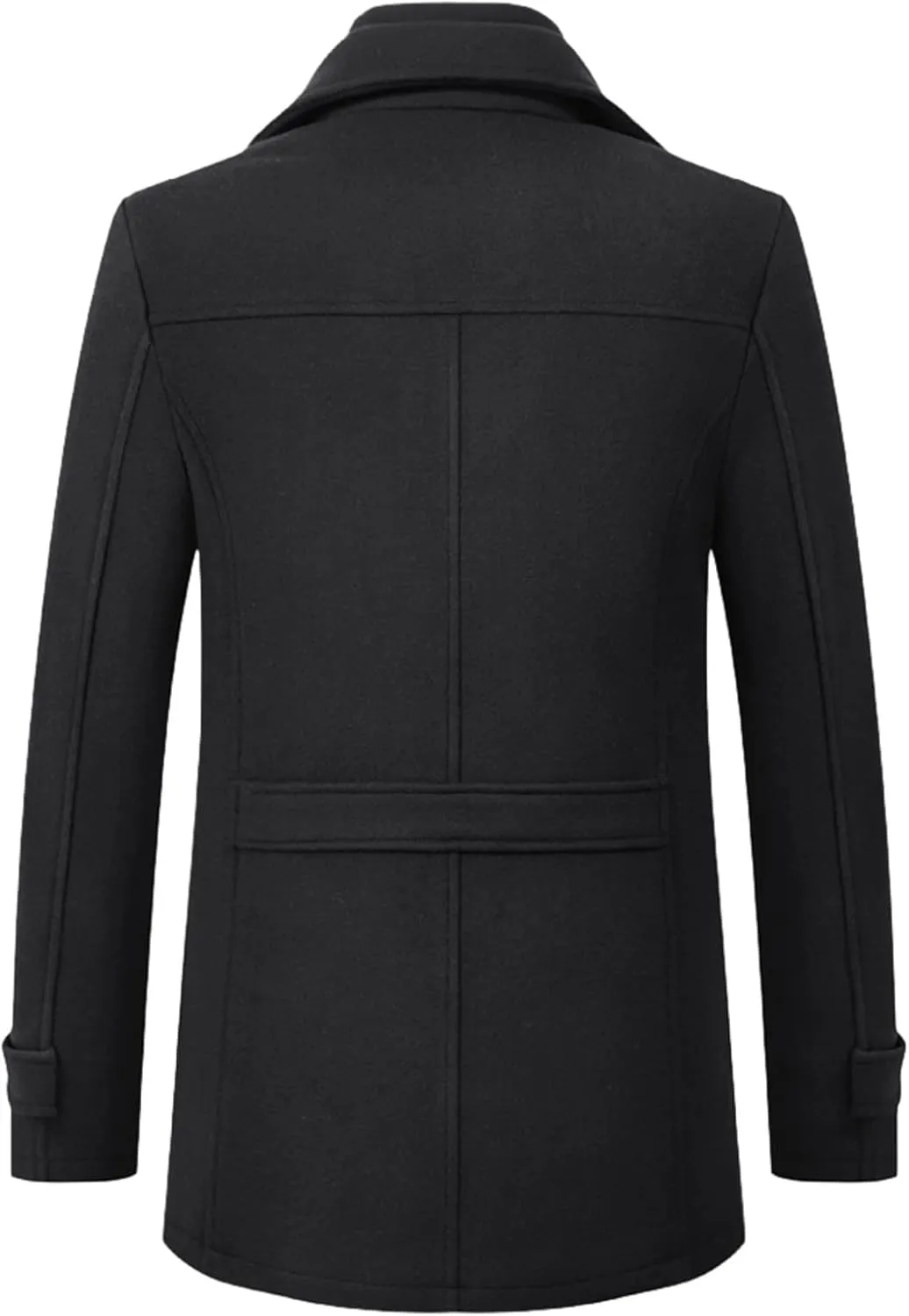 Mens Trench Coat Notched Lapel Collar Single Breasted Mid Long Length Pea Coat Casual Business Work Classic Overcoat