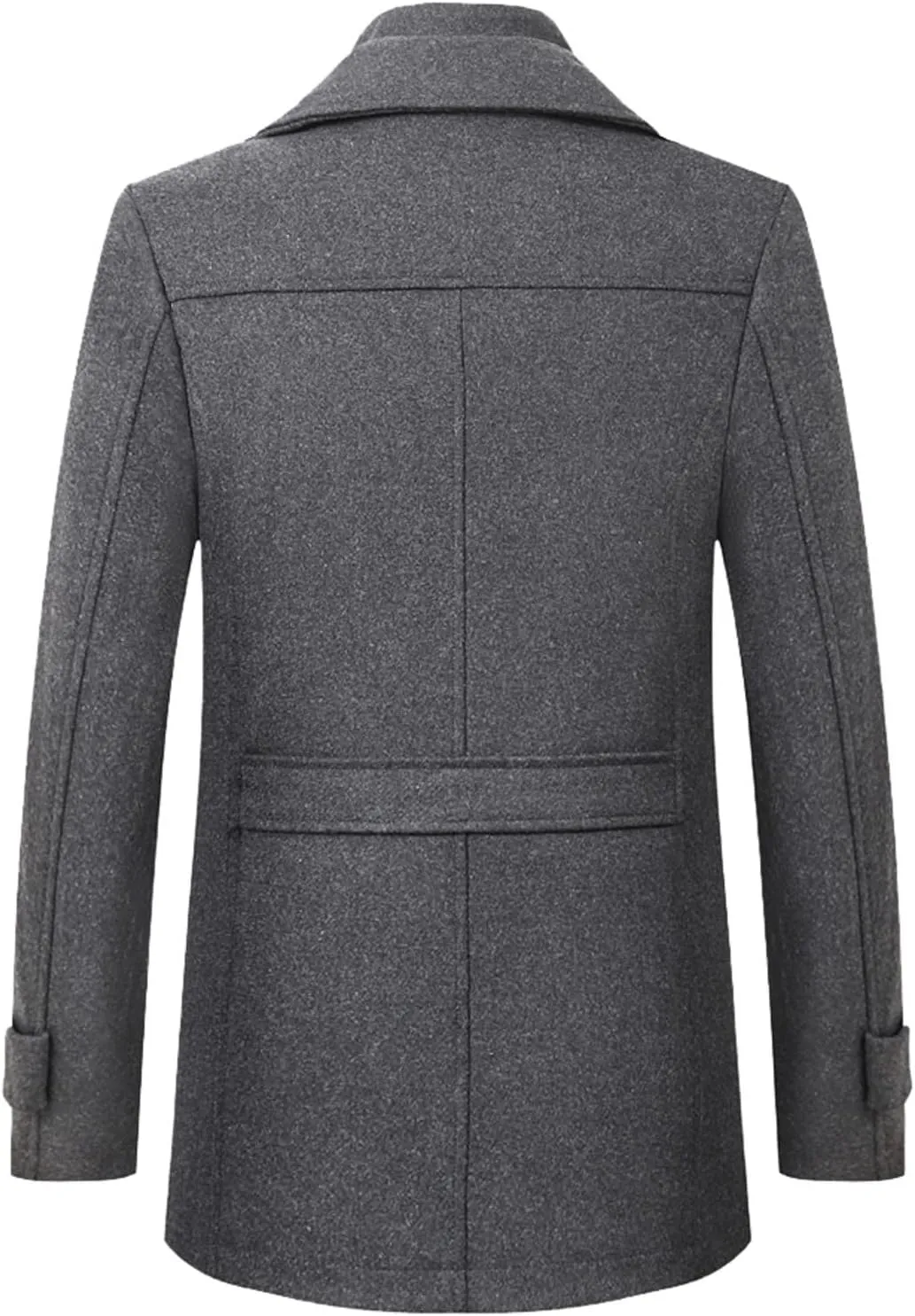 Mens Trench Coat Notched Lapel Collar Single Breasted Mid Long Length Pea Coat Casual Business Work Classic Overcoat