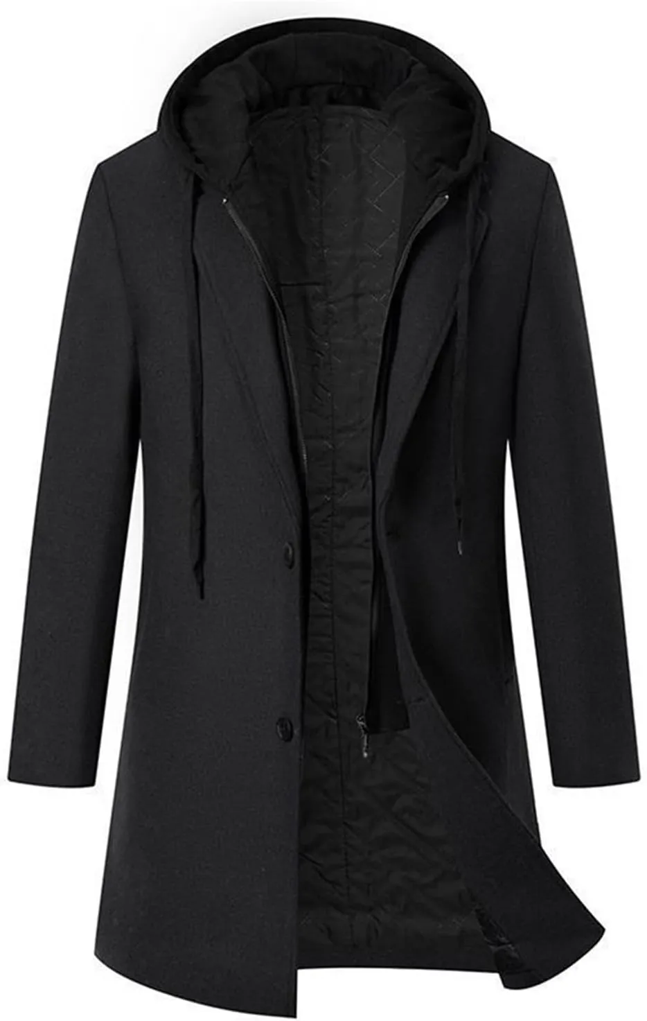 Men's Trench Coat Warm Winter Coat for Men Classic Pea Coat wih Pockets Casual Long Jacket Overcoat Walking Coat