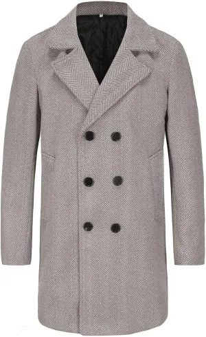 Men's Trench Coat Warm Winter Coat for Men Classic Pea Coat wih Pockets Casual Long Jacket Overcoat Walking Coat