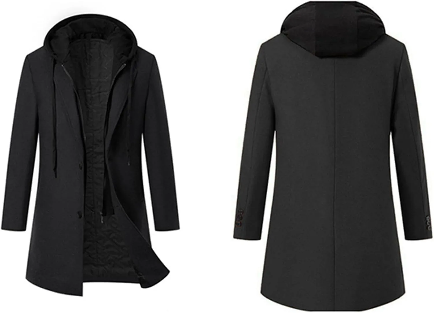 Men's Trench Coat Warm Winter Coat for Men Classic Pea Coat wih Pockets Casual Long Jacket Overcoat Walking Coat