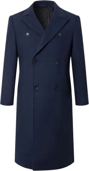 Men's Trench Coat Warm Winter Coat for Men Classic Pea Coat wih Pockets Casual Long Jacket Overcoat Walking Coat