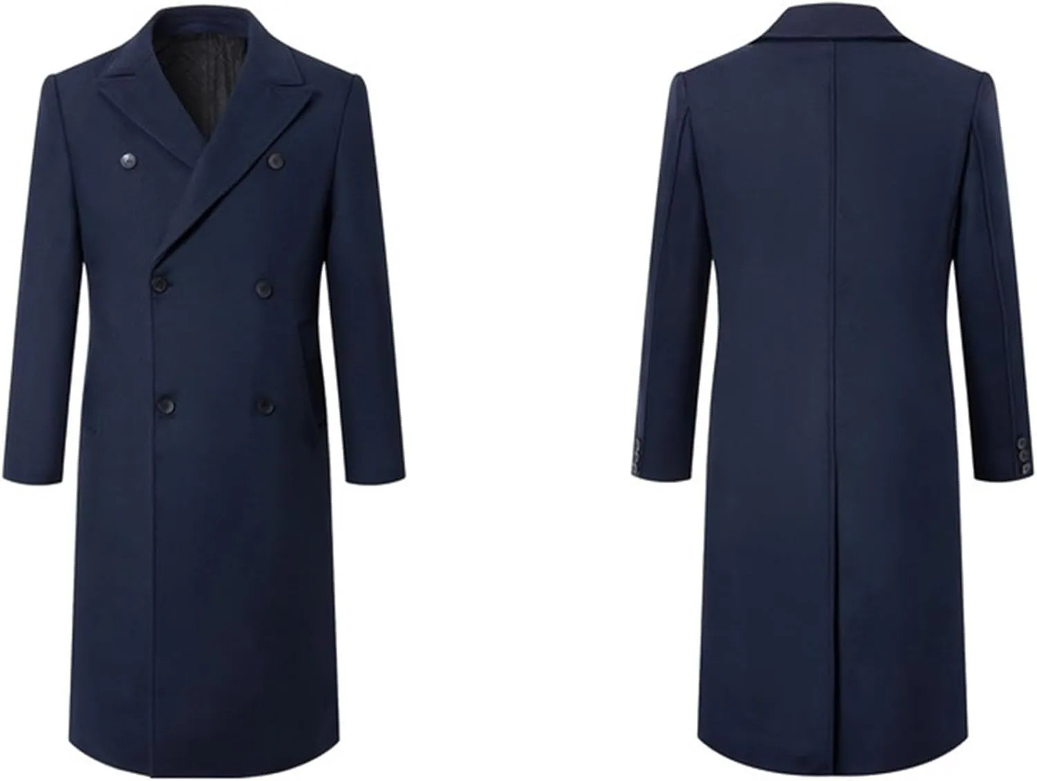 Men's Trench Coat Warm Winter Coat for Men Classic Pea Coat wih Pockets Casual Long Jacket Overcoat Walking Coat